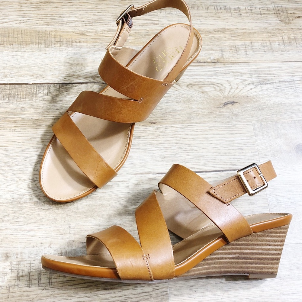 FRANCO SARTO Desi Dodger Wedge Sandal Heel 8 1/2